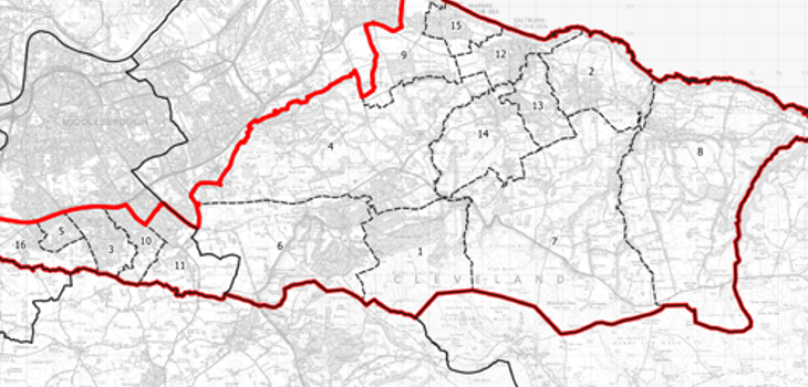 Map showing the Middlesbrough South & East Constituency Boundary