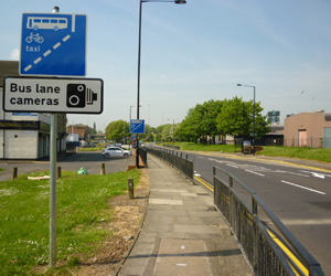 On approach to the bus lane