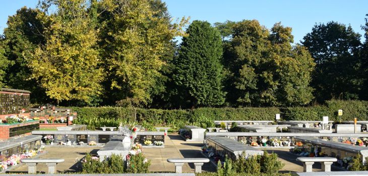 Remembrance plaques in the cemetery grounds