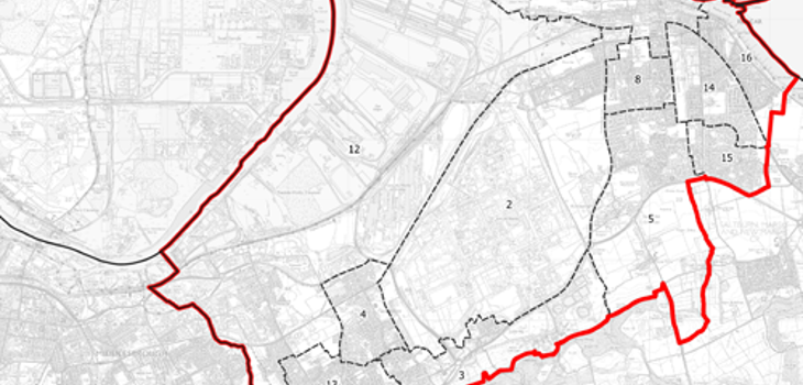 Map showing the Redcar & Eston Constituency Boundary