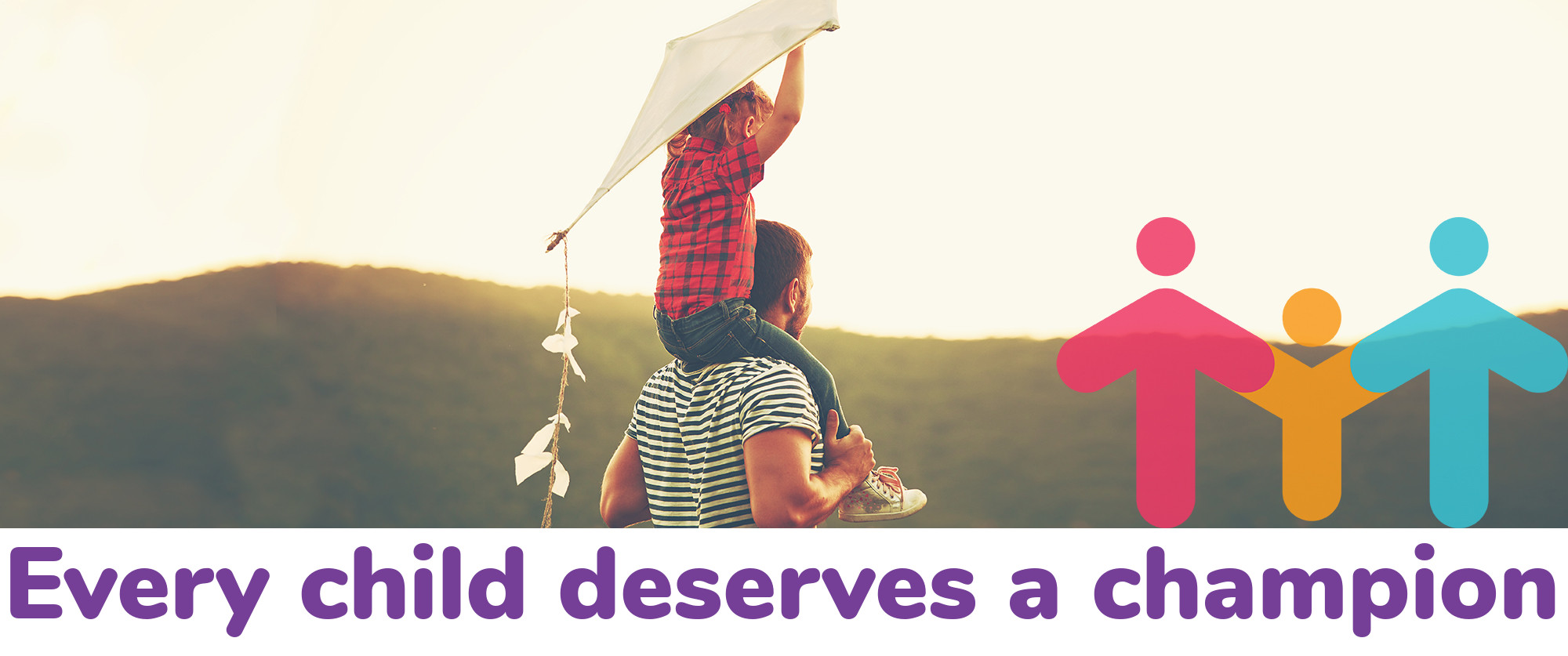 Image of a child on a mans shoulders with the slogan 'every child deserves a champion' linking to the Fostering for Middlesbrough website