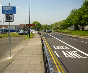 In the bus lane