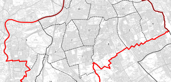 Map showing the Middlesbrough Constituency Boundary